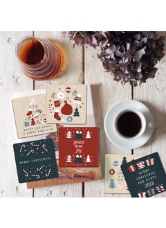 Paper Plane Design Paper Plane Design Christmas Wooden Tea Coasters for Drinks Merry Christmas Decoration Item Set of 6 Christmas Coaster  - Image 3