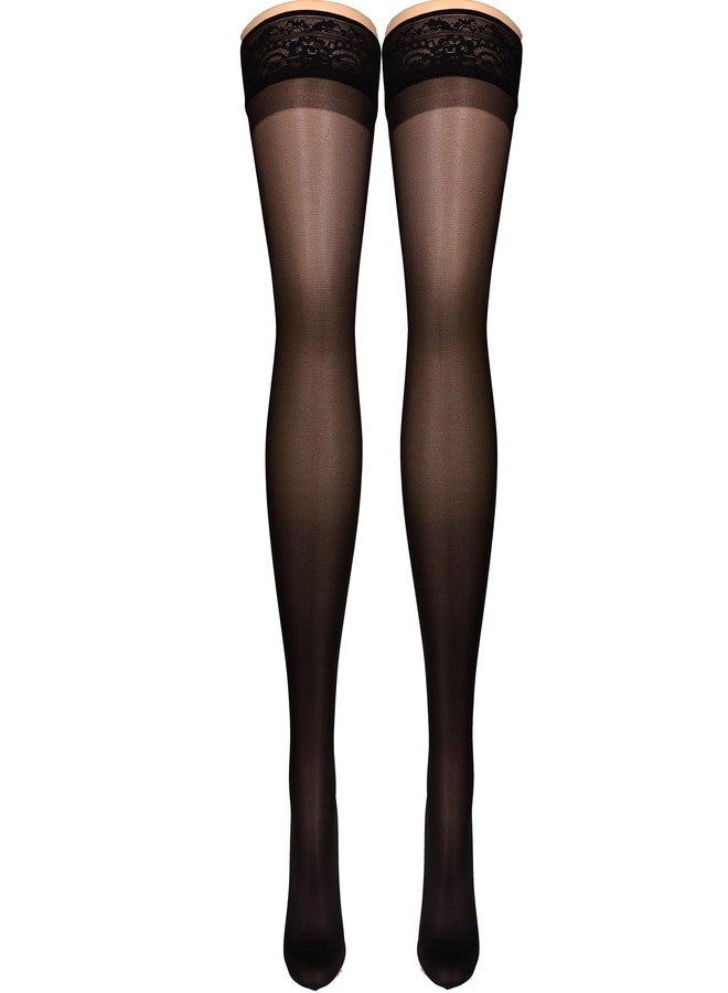 NuVein Sheer Compression Stockings, 20-30 mmHg Support, Thigh Length, Closed Toe, 20 Denier, Black, X-Large - Image 1