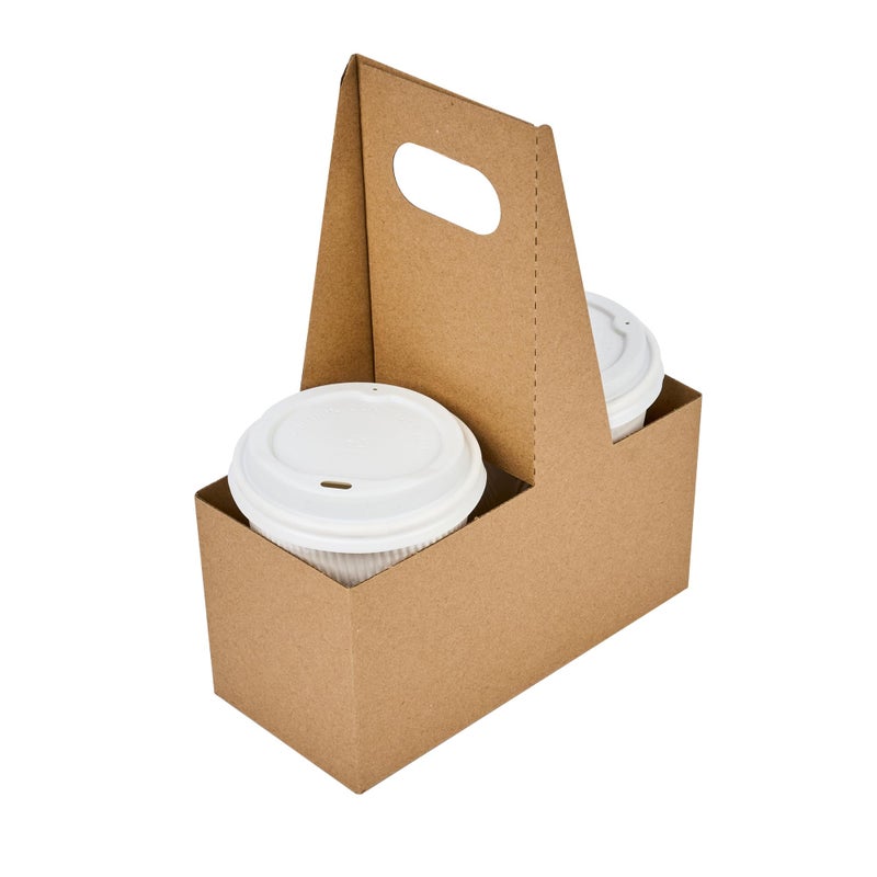 Restaurantware Restaurantware Altalena Drink Carriers 100 Disposable Cup Carriers With Handles  Holds 2 Cups For Delivery Or To Go Kraft Paper Drink Holders BuiltIn Handle Fits Multiple Beverages 