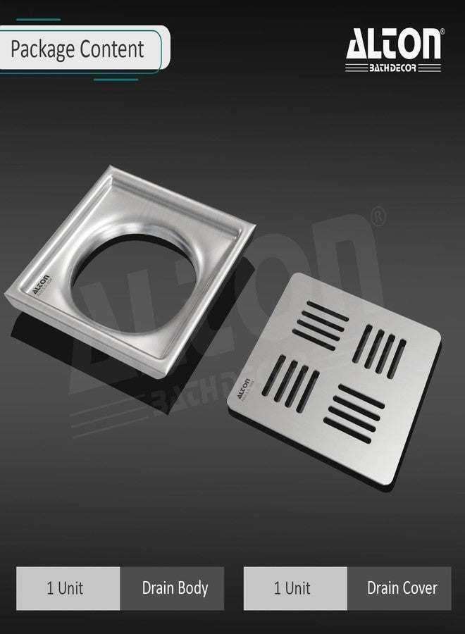 ALTON ALD1001, SS-304 Grade, 6x6 INCH Plain, Bathroom Grating Square Floor Drain Jali, Matte - Image 3