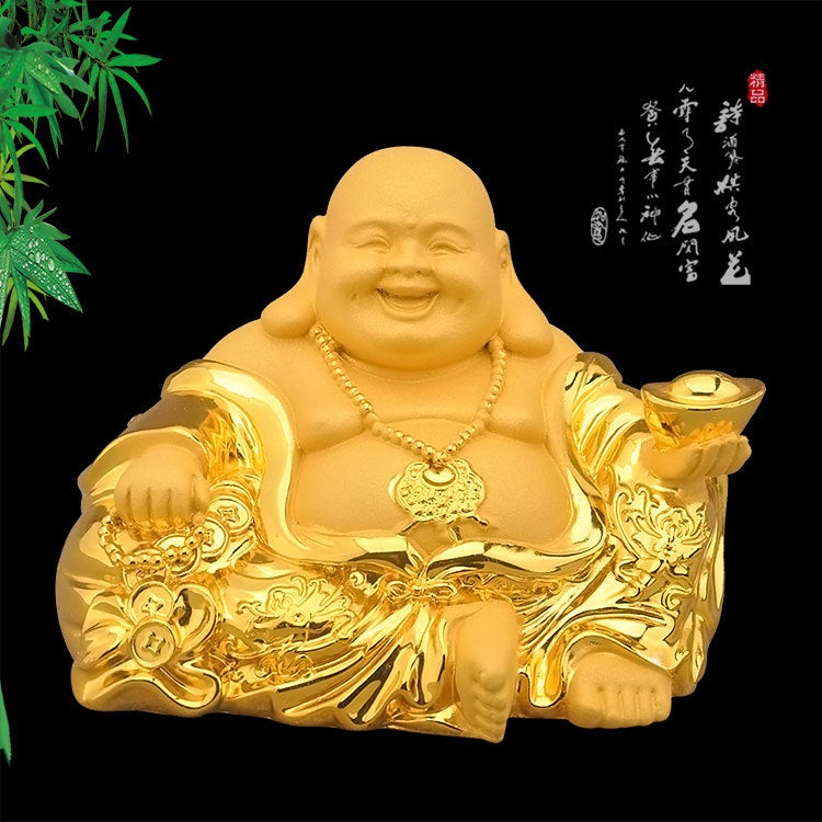 Generic Resin Maitreya Buddha Figurine for Car Decor Golden car swing buddha c