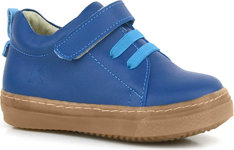 Hapshoe Kids Anatomical Genuine Leather Soft Navy Blue Elastic Velcro Children's Shoes