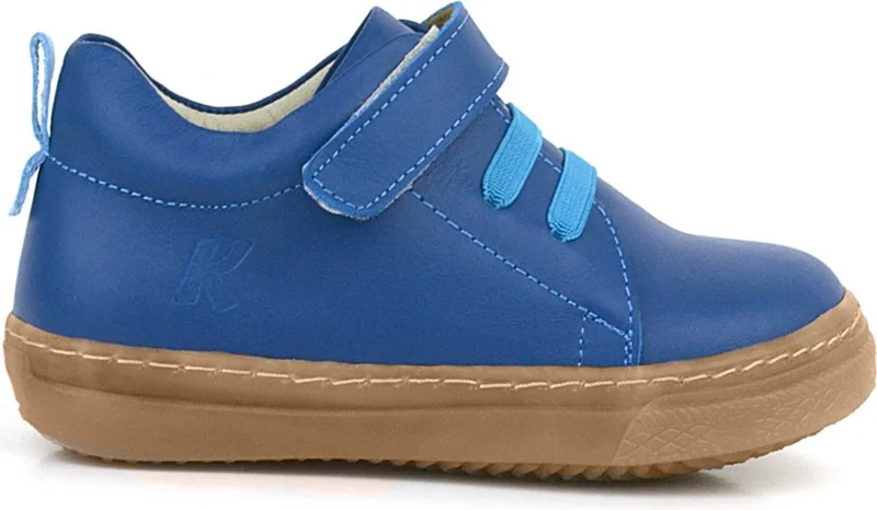 Hapshoe Kids Anatomical Genuine Leather Soft Navy Blue Elastic Velcro Children's Shoes