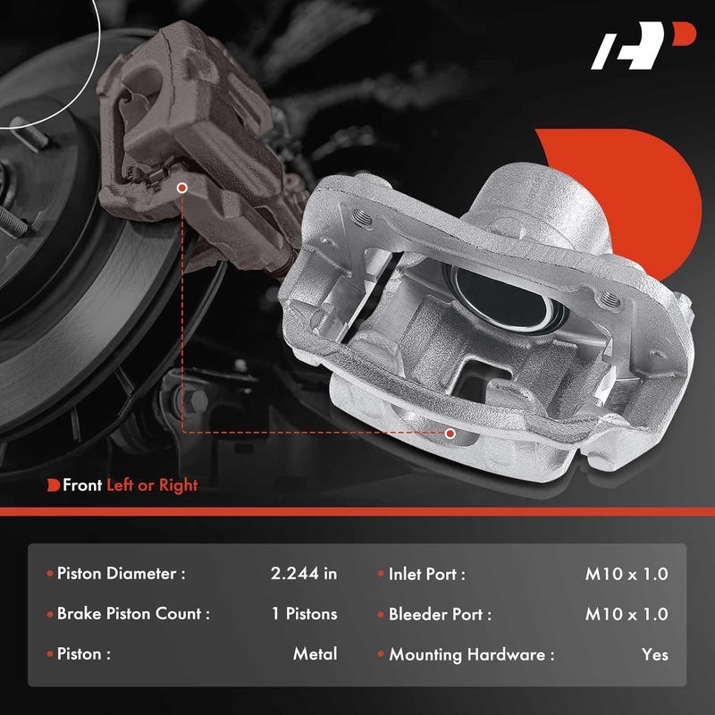 A-Premium Front Driver or Passenger Side Disc Brake Caliper Assembly for Kia Soul, Optima, Magentis, Hyundai Elantra, Sonata (2006-2013) - Image 2