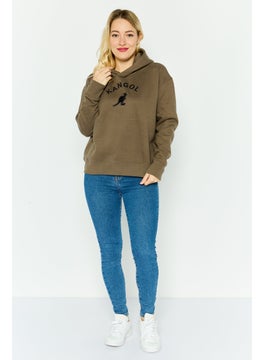 KANGOL Women Hooded Embroidered Long Sleeves Sweatshirt, Morel  - Image 4