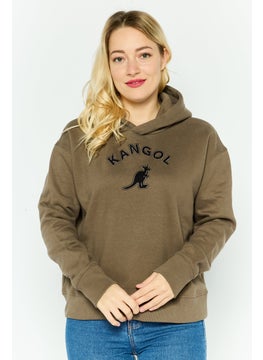 Women Hooded Embroidered Long Sleeves Sweatshirt, Morel