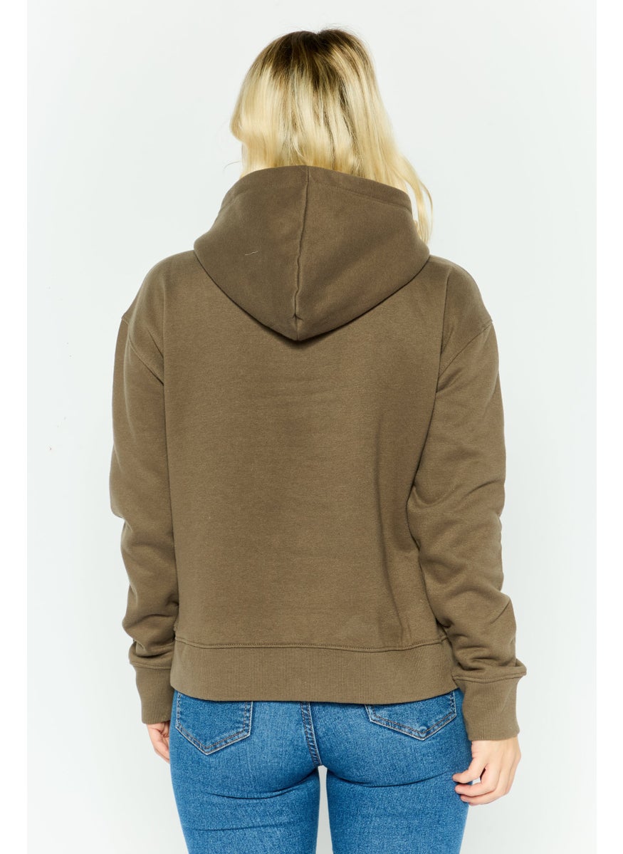 KANGOL - Women Hooded Embroidered Long Sleeves Sweatshirt, Morel - Image 1