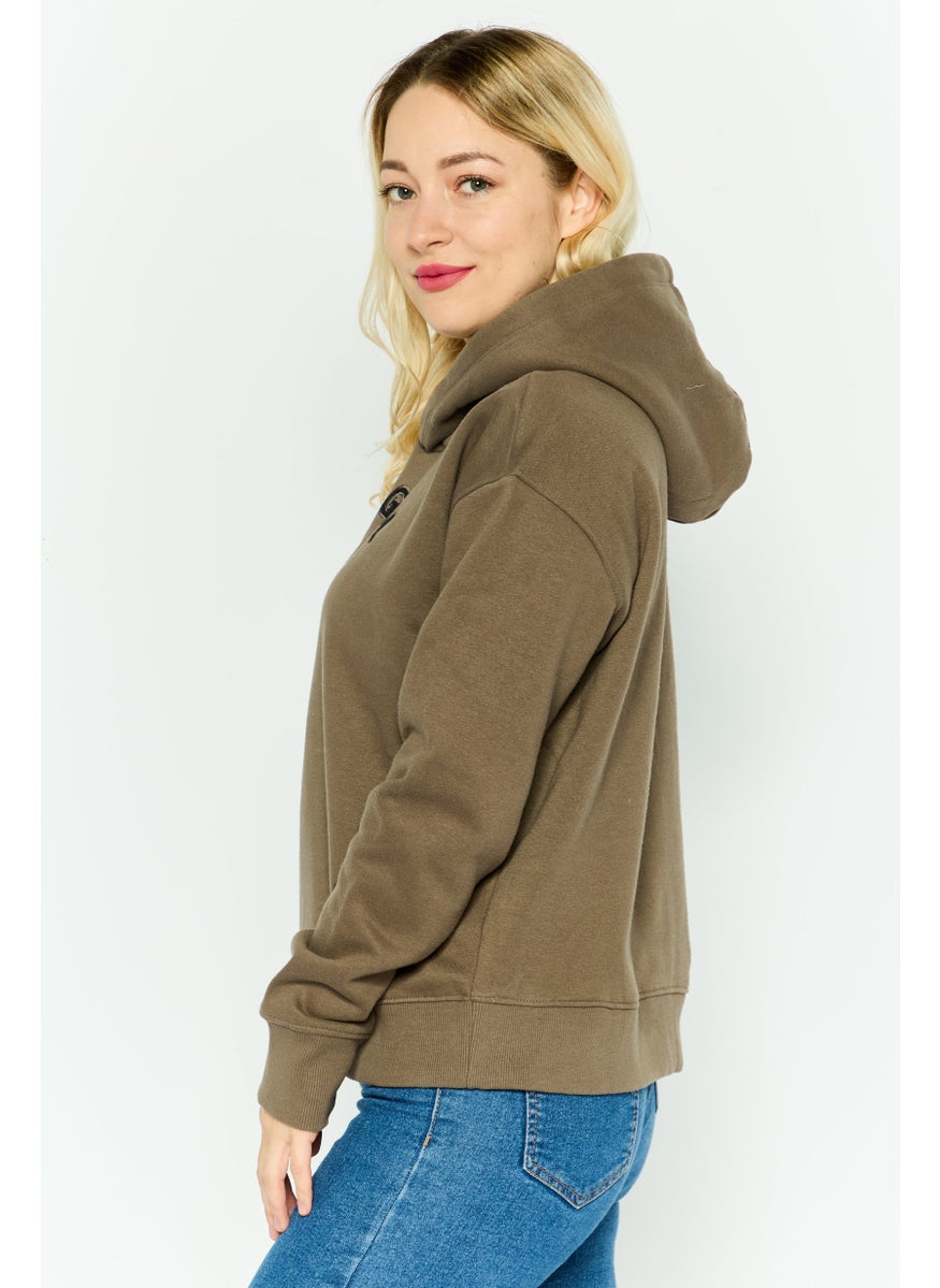 KANGOL - Women Hooded Embroidered Long Sleeves Sweatshirt, Morel - Image 1