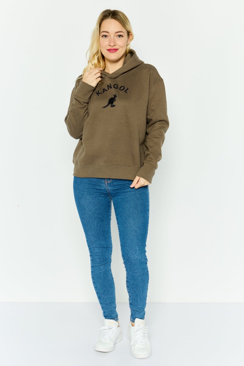 KANGOL Women Hooded Embroidered Long Sleeves Sweatshirt, Morel - Image 2