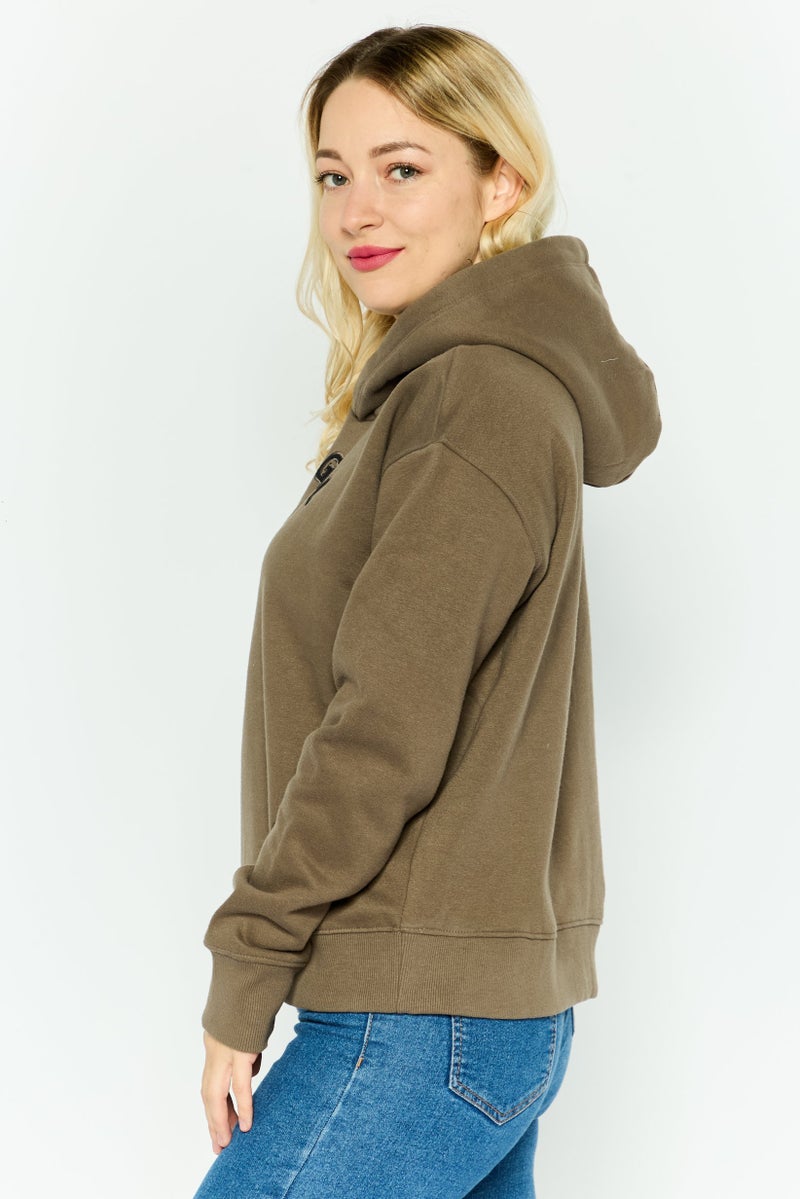 KANGOL Women Hooded Embroidered Long Sleeves Sweatshirt, Morel - Image 4