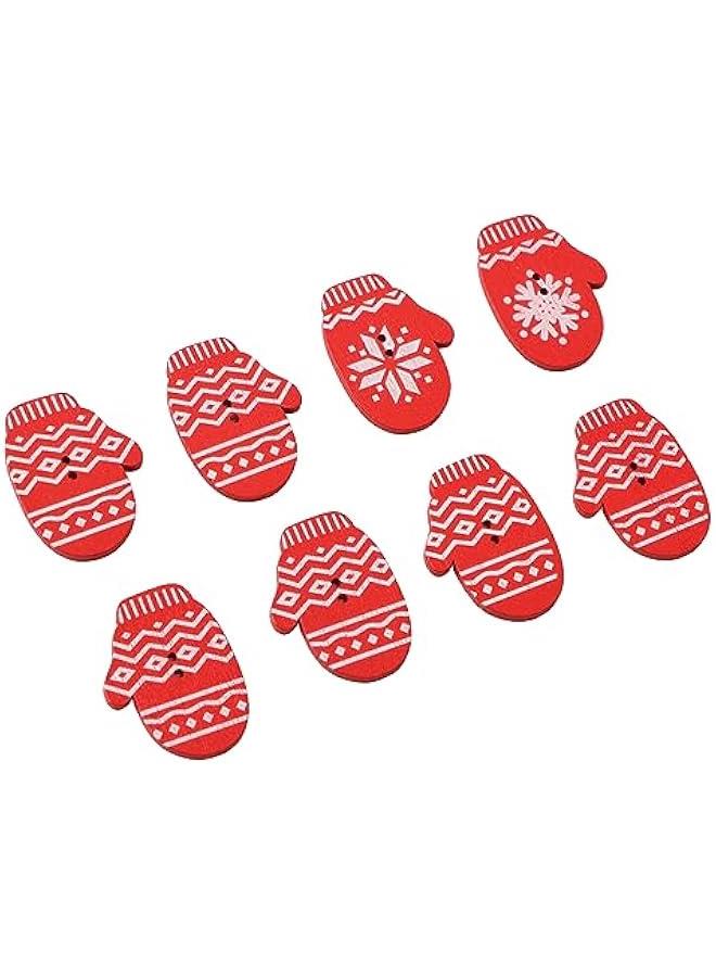 200PCS Wooden Glove Shaped ons, Cute Mitten Pattern, 2 Holes for Sewing Decorations on Clothes, Knitting, Scrapbooking, Card Making, Poplar Board Material  - Image 1