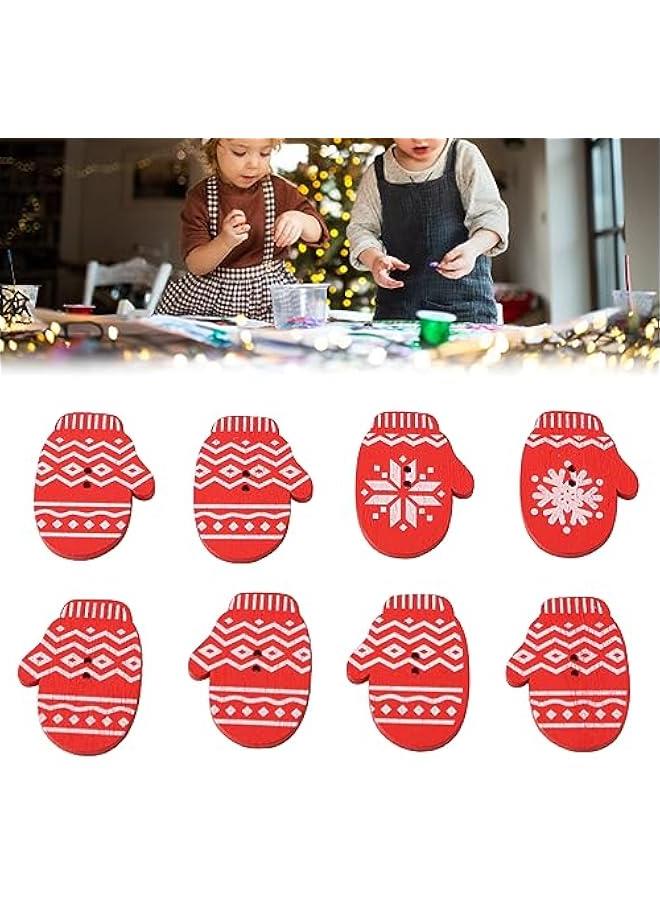 200PCS Wooden Glove Shaped ons, Cute Mitten Pattern, 2 Holes for Sewing Decorations on Clothes, Knitting, Scrapbooking, Card Making, Poplar Board Material  - Image 3