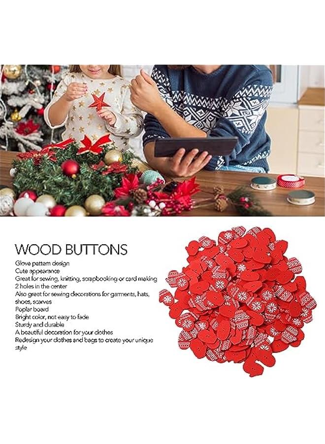 200PCS Wooden Glove Shaped ons, Cute Mitten Pattern, 2 Holes for Sewing Decorations on Clothes, Knitting, Scrapbooking, Card Making, Poplar Board Material  - Image 5