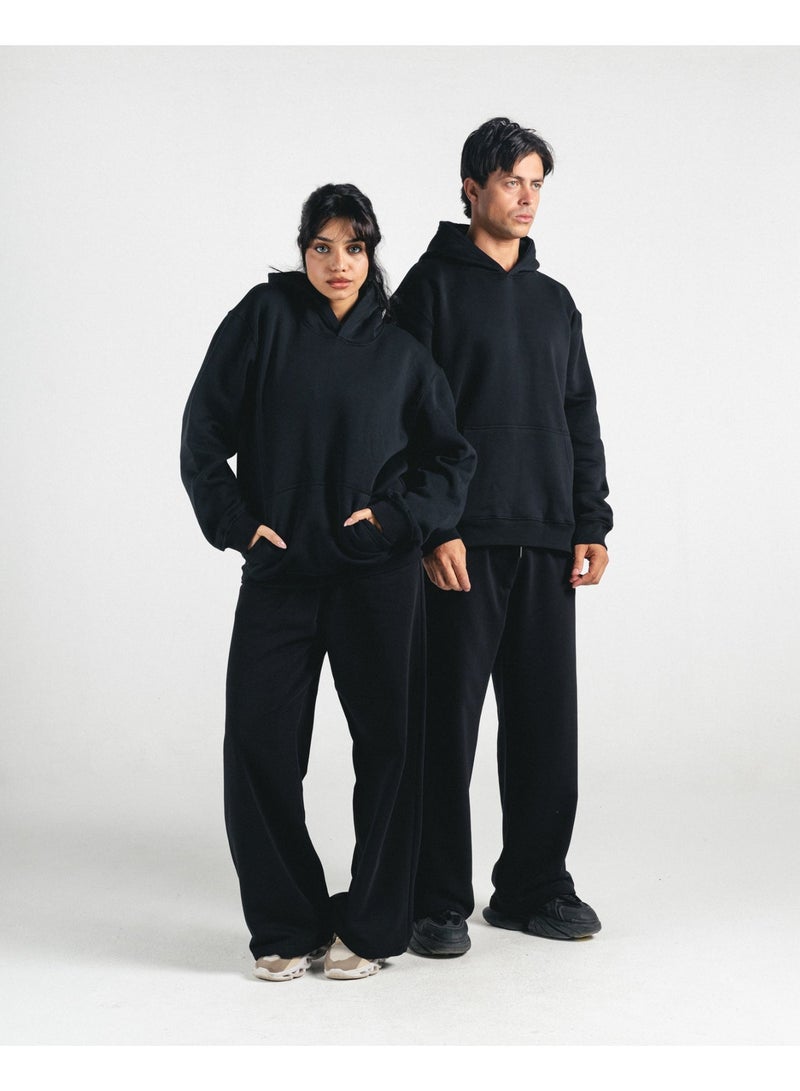 Feathers Unisex Full set 2Piece Winter Set 100% Cotton Oversized Hoodies & Wide Leg Sweatpants - Image 1