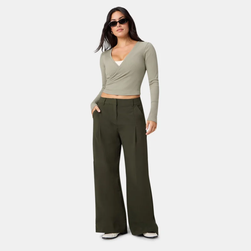 Fabletics Green Women's Everyday Wide-Leg Pants for Women | Best Price UAE