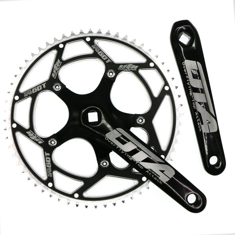 CYSKY Single Speed Crankset Set 60T 170mm Crankarms 130 BCD Fixie Crankset for Single Speed Bike Fixed Gear Bicycle Track Road Bike Square Taper Black