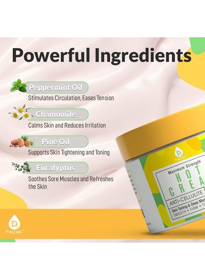 Pursonic Anti Cellulite & Muscle Relaxation Hot Cream, Diminish the Appearance Of Varicose Veins, Improves Skin Texture & Tightness, Softens & Hydrates. Made With All Natural Ingredients - Image 5