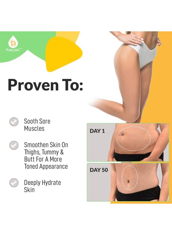 Pursonic Anti Cellulite & Muscle Relaxation Hot Cream, Diminish the Appearance Of Varicose Veins, Improves Skin Texture & Tightness, Softens & Hydrates. Made With All Natural Ingredients - Image 3