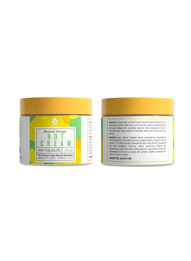 Pursonic Anti Cellulite & Muscle Relaxation Hot Cream, Diminish the Appearance Of Varicose Veins, Improves Skin Texture & Tightness, Softens & Hydrates. Made With All Natural Ingredients - Image 2