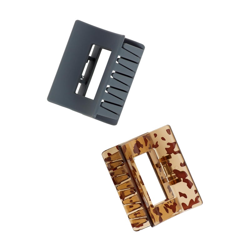 Goody SlideProof Square Claw Clips - 2 Ct, Black & Tortoise Shell, Secure Grip Hair Styling Accessories for Women & Men, All Hair Types - Image 3