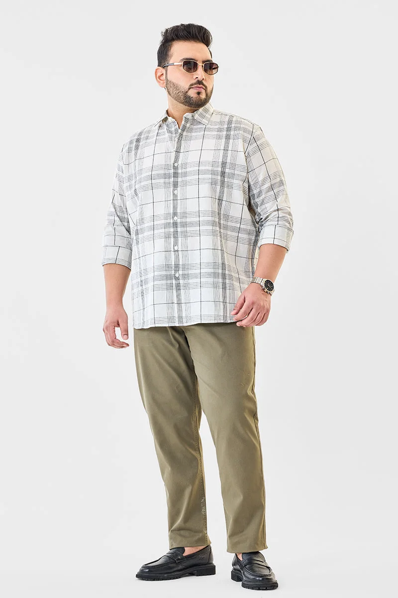 SNITCH Linen Blend Plaid Plus Size Shirt