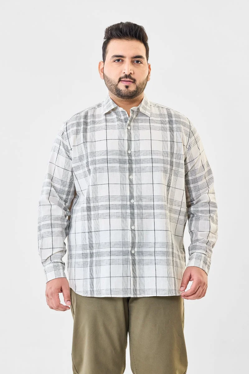 سنيتش قميص مقلم كبير الحجم من مزيج الكتان