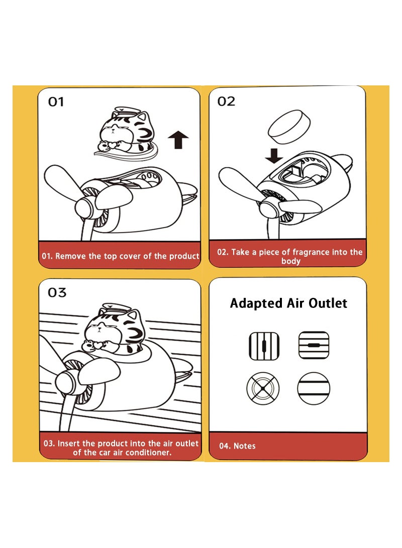 Excefore Automotive Air Freshener, Funny Car Air Fresheners Automobile Aroma Diffusers Cute Car Air Vent Accessories Clip Pilot Automotive Propeller Diffusers Car Outlet Fan Air Diffuser Clips (Cats) - Image 3