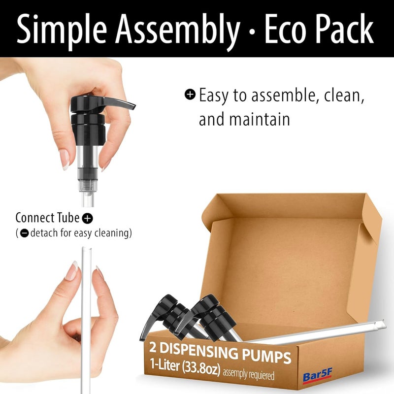 Bar5F Pump for 33.8-Oz Shampoo and Conditioner Liter Bottles (Fits 1" inch Bottle Neck 28/410) 2-Pack - Image 4
