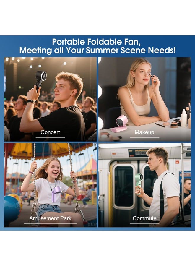 WHATOOK Portable Handheld Fan: Personal Fans with Air Turbo Tech, 5 Speeds Led Display, USB Rechargeable Battery Powered, 12 Hours Max, Mini Fan for Makeup, Concerts, Beaches, Travel (Pink) - Image 5