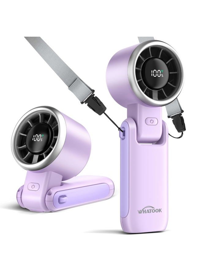WHATOOK Portable Handheld Fan: Personal Fans with Air Turbo Tech, 5 Speeds Led Display, USB Rechargeable Battery Powered, 12 Hours Max, Mini Fan for Makeup, Concerts, Beaches, Travel (Pink) - Image 1