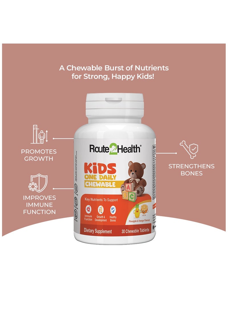 Route2Health Route 2 Health Multivitamins for Kids – 30 Chewable Tablets, Pineapple & Orange Flavor – Essential Nutrients: Vitamins A, C, D3, E, B6, B12, Calcium, Zinc, & Magnesium for Growth & Immunity - Image 4