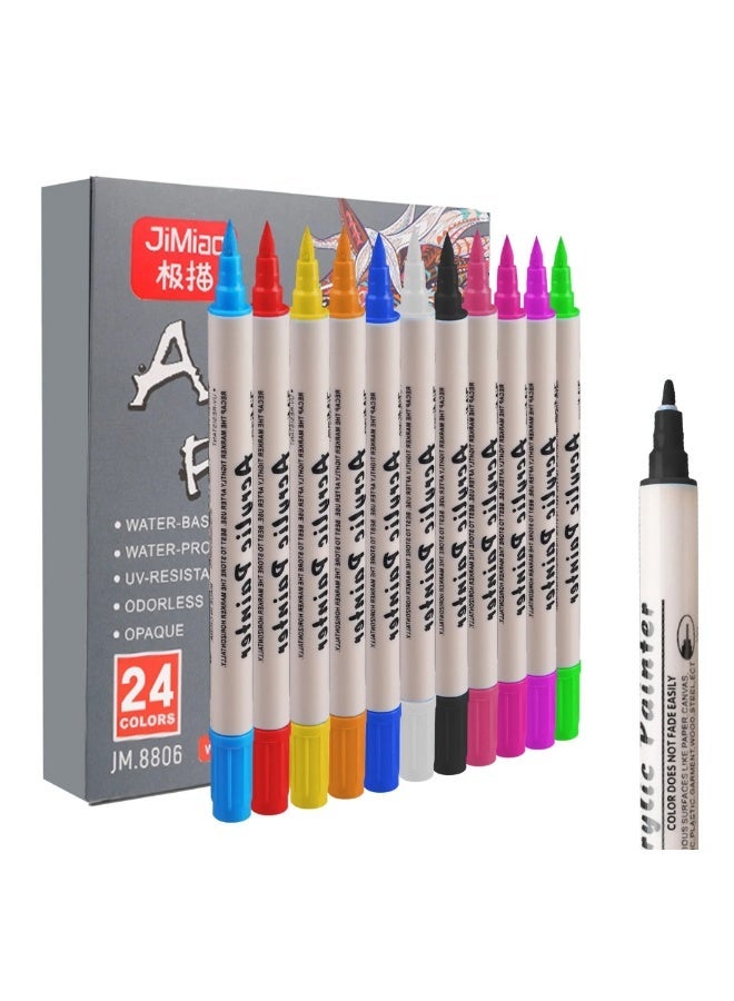 JiMiao Acrylic Pens Set 24 Colors Double Tip Acrylic Paint Brush Pens Soft/Extra Fine Art Painting Signs For Christmas Rock Painting,Wood,Metal,Plastic - Image 1