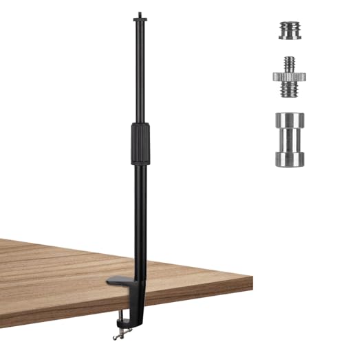 TARION Desktop Light Stand with 1/4" 3/8" Screws for Ring Light Tabletop Mount L Shape Clip Stand Adjustable 14-25in/35-64cm for Live Streaming Photograpghy Videograpghy Film Shooting Virtual Meetings - Image 1