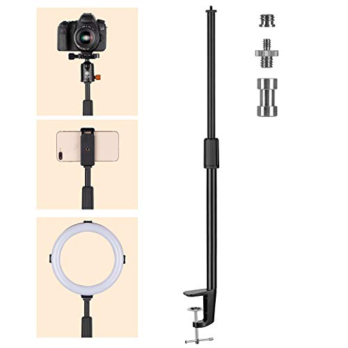 TARION Desktop Light Stand with 1/4" 3/8" Screws for Ring Light Tabletop Mount L Shape Clip Stand Adjustable 14-25in/35-64cm for Live Streaming Photograpghy Videograpghy Film Shooting Virtual Meetings - Image 2