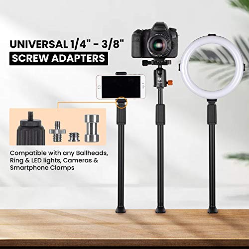TARION Desktop Light Stand with 1/4" 3/8" Screws for Ring Light Tabletop Mount L Shape Clip Stand Adjustable 14-25in/35-64cm for Live Streaming Photograpghy Videograpghy Film Shooting Virtual Meetings - Image 5