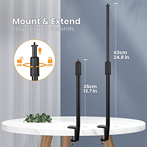 TARION Desktop Light Stand with 1/4" 3/8" Screws for Ring Light Tabletop Mount L Shape Clip Stand Adjustable 14-25in/35-64cm for Live Streaming Photograpghy Videograpghy Film Shooting Virtual Meetings - Image 4