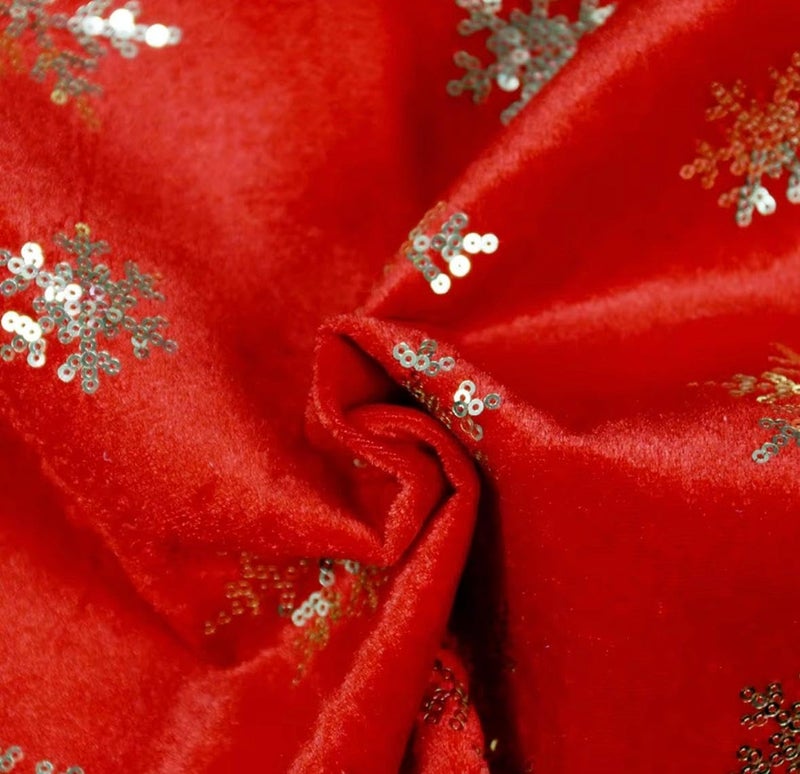 Luxury Christmas Tree Skirt, Red with Gold Snowflakes Ornaments, Traditional Tree Base for Decor, 120cm Diameter, with Pink Balls - Image 5