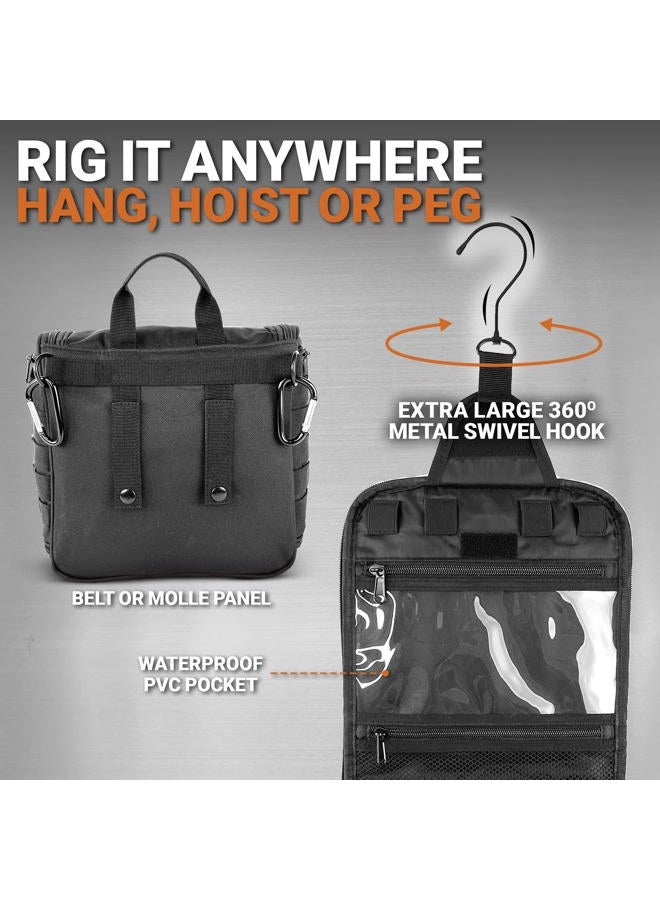 Chef Sac Tactical Toiletry Bag Dopp Kit, Hanging Travel Organizer with 12 Compartments, MOLLE Webbing, Detachable Paracord Handle, Heavy Duty Zippers, Mens Shower Bag for Travel - Image 3