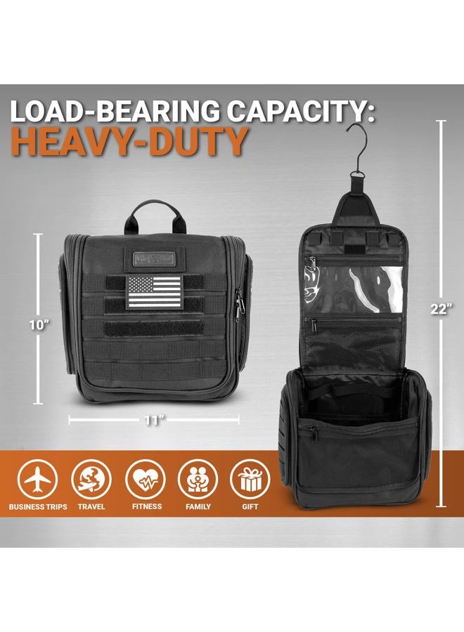 Chef Sac Tactical Toiletry Bag Dopp Kit, Hanging Travel Organizer with 12 Compartments, MOLLE Webbing, Detachable Paracord Handle, Heavy Duty Zippers, Mens Shower Bag for Travel - Image 4