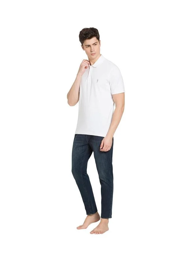 Jockey White 3912 Men Super Combed Cotton Rich Solid Half Sleeve Polo T Shirt for Men | Best Price UAE