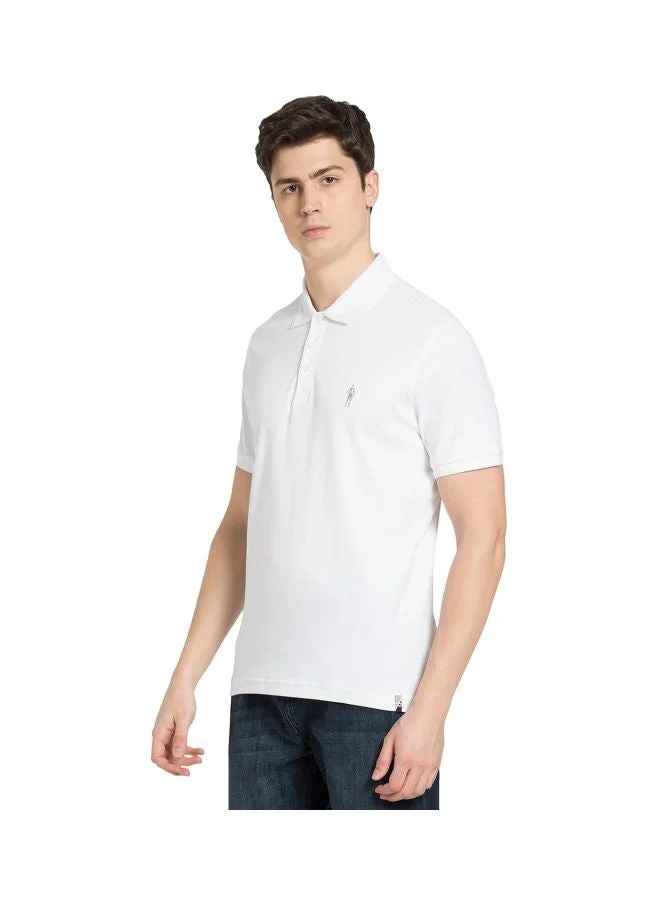 Jockey White 3912 Men Super Combed Cotton Rich Solid Half Sleeve Polo T Shirt for Men | Best Price UAE