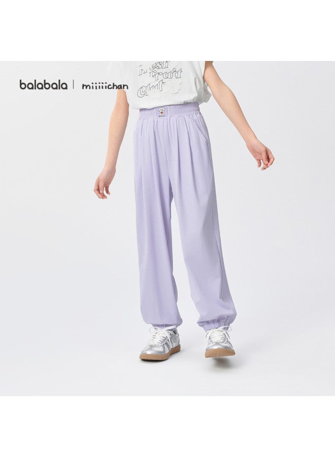 Balabala Girls Pants Kids Casual Trousers 2025 Summer Long Pants Mosquito-proof Cool Comfortable Loose Fit Exquisite - Image 3