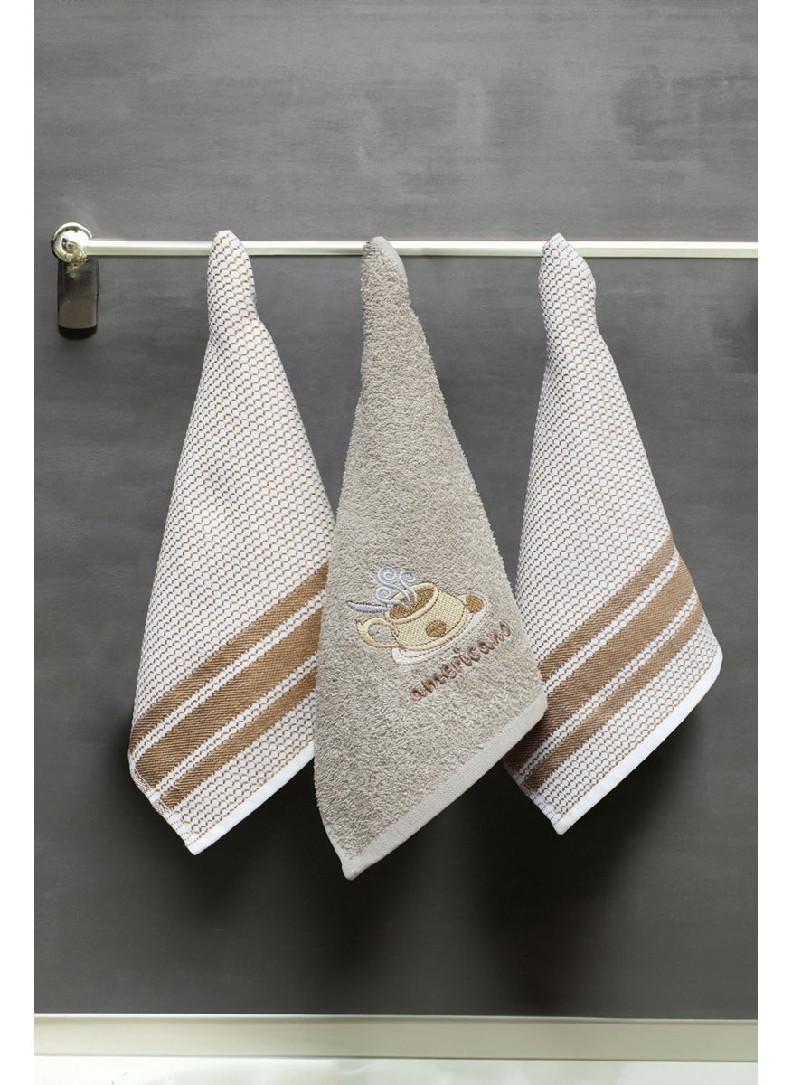 class 30X50 Cotton 3-Piece Kitchen Towel Coffee / Coffee Honeycomb 