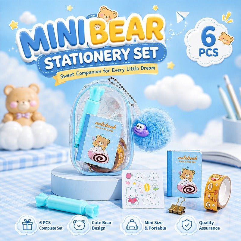 Cartoon Bear Stationery Gift Set 6 Pieces Student Stationery Children's Back-to-School Gift Hot Seller - Image 1