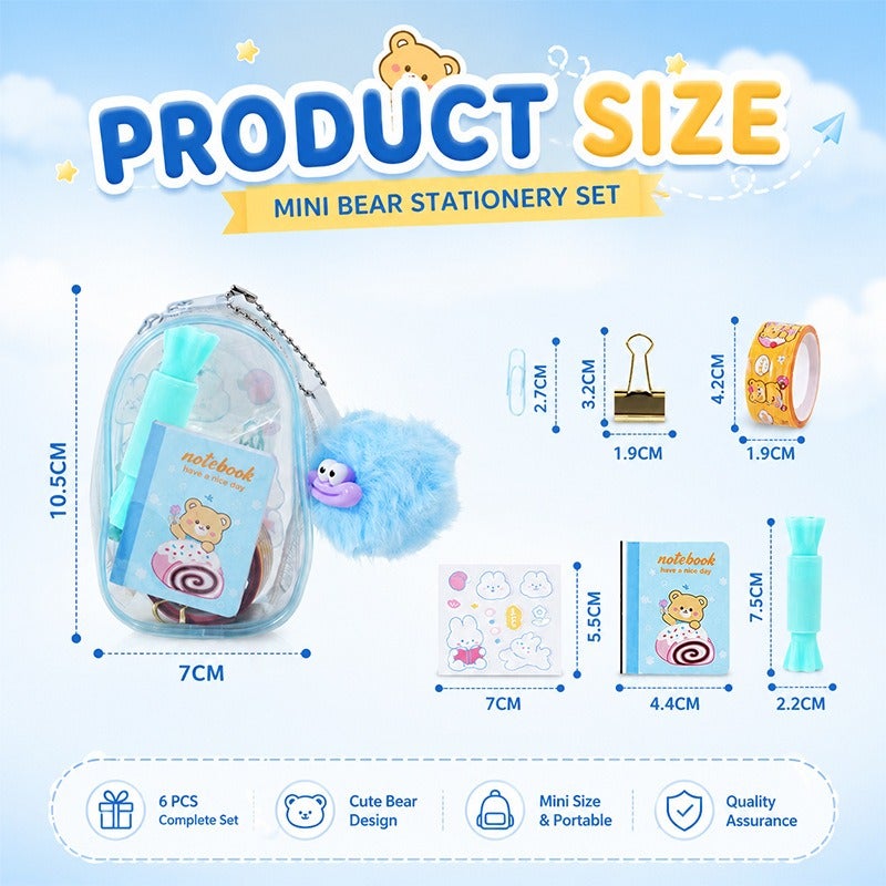 Cartoon Bear Stationery Gift Set 6 Pieces Student Stationery Children's Back-to-School Gift Hot Seller - Image 2