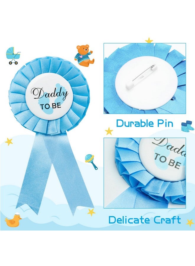 2ooya Blue and Gold Mom to Be Sash Kit Gender Reveals Party Floral Garland Crown with Daddy to Be Tinplate Badge Combo Decor Supplies Favors for Boys Baby Shower Party Photo Prop Gift - Image 3