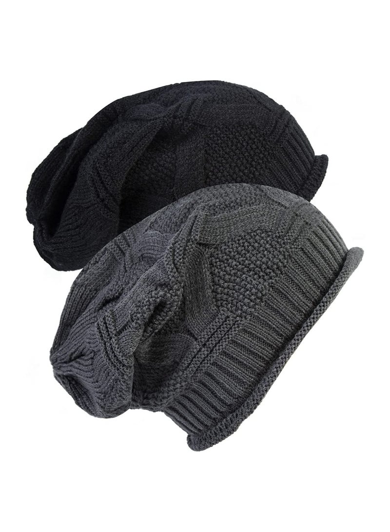 Captaintech 2 Pack Womens Slouchy Beanie Winter Knit Soft Hat for Women and Men  - Image 1