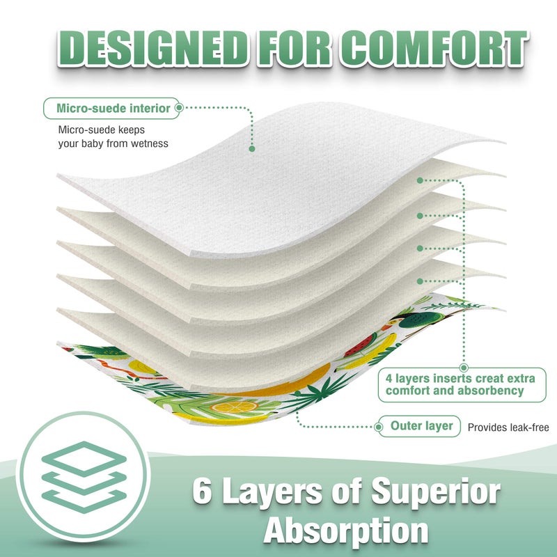 wegreeco Cloth Diapers 6 Pack with 6 Inserts & 1 Wet Bag, Washable Cloth Diapers for Babies, One Size Adjustable Reusable (Fruits, Animals) - Image 4