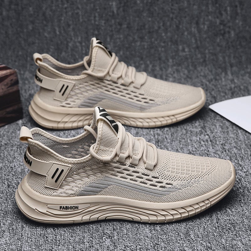 2023 Summer Mens Breathable Knit Sneakers Slip-On Casual ShoesF18 Flyknit [beige]] F18 Flyknit [beige]] 