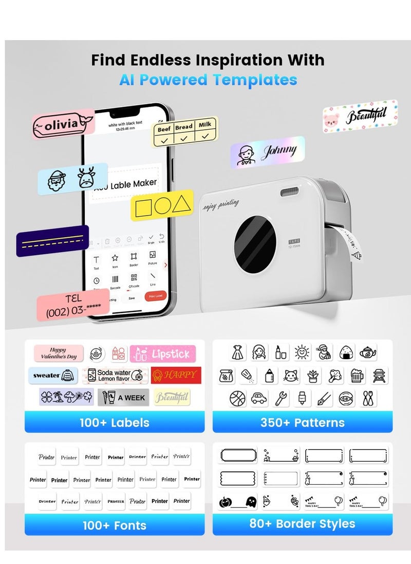 Generic A30 Label Maker, Mini Bluetooth Portable Rechargeable Label Maker Machine with Tape in/Out Door Use Without Fade Sticker for Home Office Small Business School, Works with Tablet, Phone & PC  - Image 3